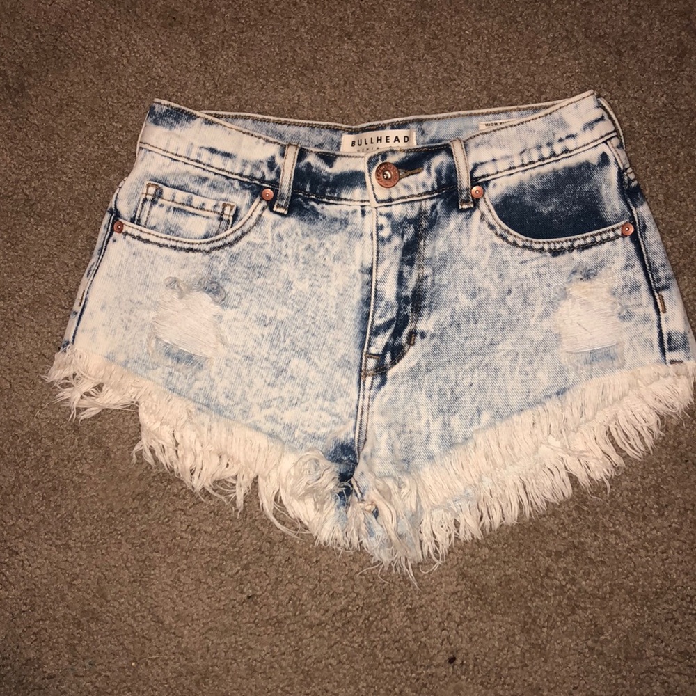 High rise denim shorts